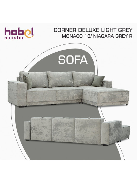 დივანი HOBEL CORNER DELUXE LIGHT GREY MONACO 13/ NIAGARA GREY R (7)