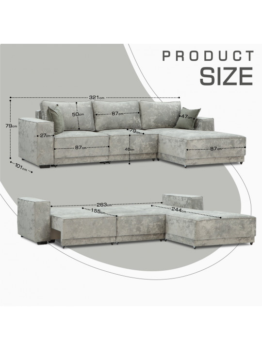 დივანი HOBEL CORNER DELUXE LIGHT GREY MONACO 13/ NIAGARA GREY R (7)