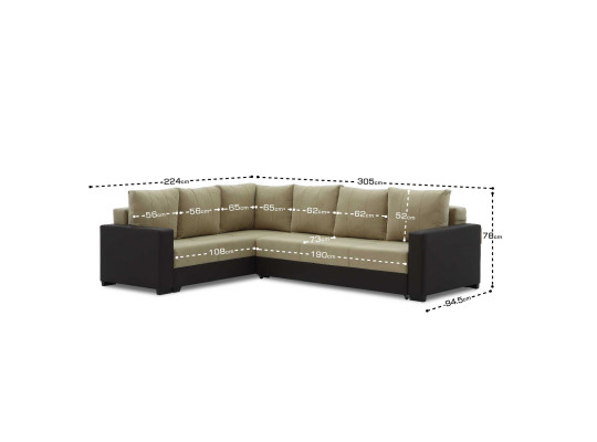 დივანი HOBEL CORNER ERICA BROWN 3673/CREAM LEONARDO 3 L (6)