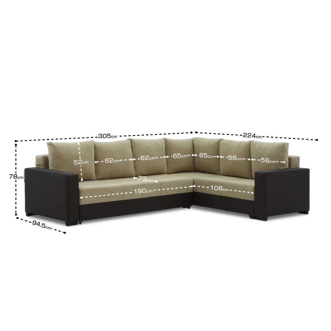 sofa HOBEL CORNER ERICA BROWN 3673/CREAM LEONARDO 3 R (6)