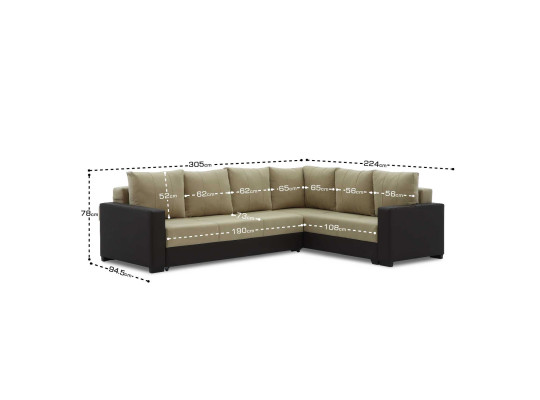 დივანი HOBEL CORNER ERICA BROWN 3673/CREAM LEONARDO 3 R (6)