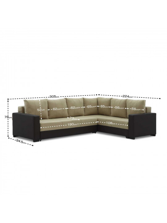sofa HOBEL CORNER ERICA BROWN 3673/CREAM LEONARDO 3 R (6)