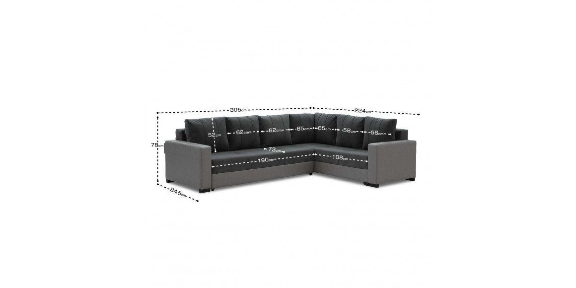 sofa HOBEL CORNER ERICA LIGHT GREY 8409/DARK GREY LEONARDO 15 R (6)