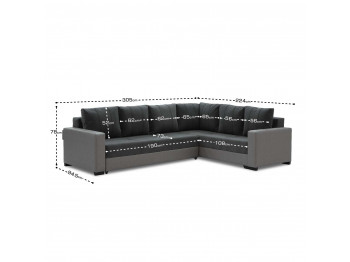 დივანი HOBEL CORNER ERICA LIGHT GREY 8409/DARK GREY LEONARDO 15 R (6)