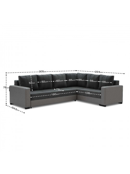 sofa HOBEL CORNER ERICA LIGHT GREY 8409/DARK GREY LEONARDO 15 R (6)