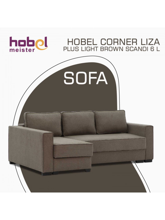 sofa HOBEL CORNER LIZA PLUS LIGHT BROWN SCANDI 6 L (5)