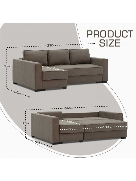 sofa HOBEL CORNER LIZA PLUS LIGHT BROWN SCANDI 6 L (5)