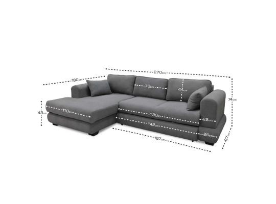 დივანი HOBEL CORNER SIDNEY PLUS GREY BUKLE 11 L (3)