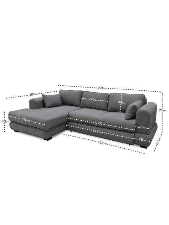 დივანი HOBEL CORNER SIDNEY PLUS GREY BUKLE 11 L (3)