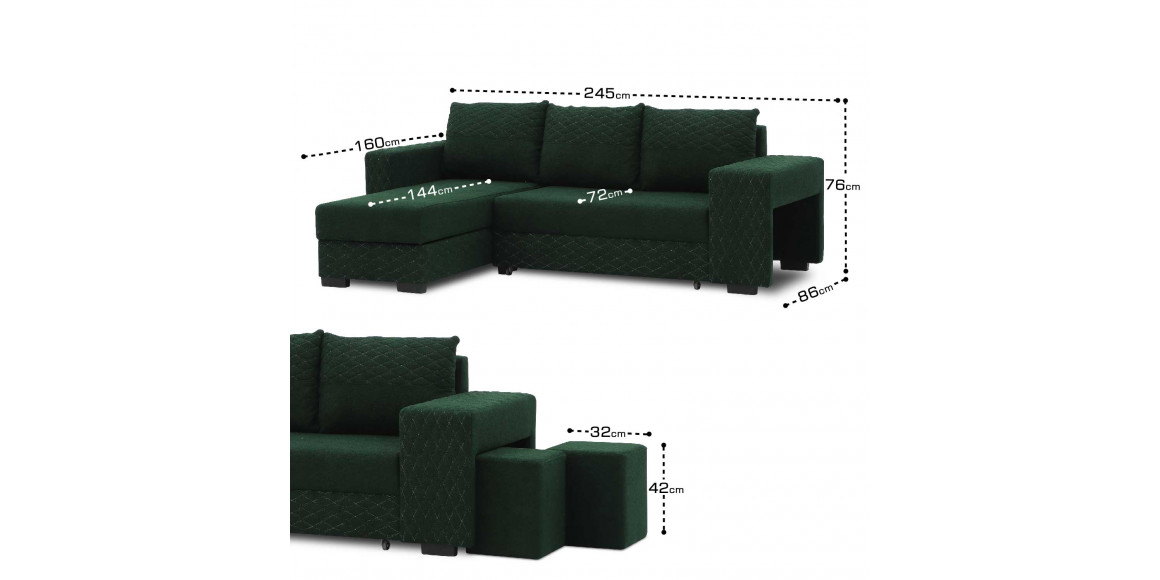 დივანი HOBEL CORNER SONYA GREEN BONCUK 17/ GREEN BONCHUK 17 L G (5)