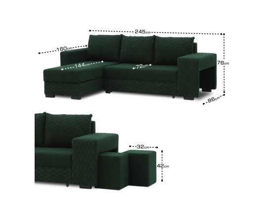 დივანი HOBEL CORNER SONYA GREEN BONCUK 17/ GREEN BONCHUK 17 L G (5)