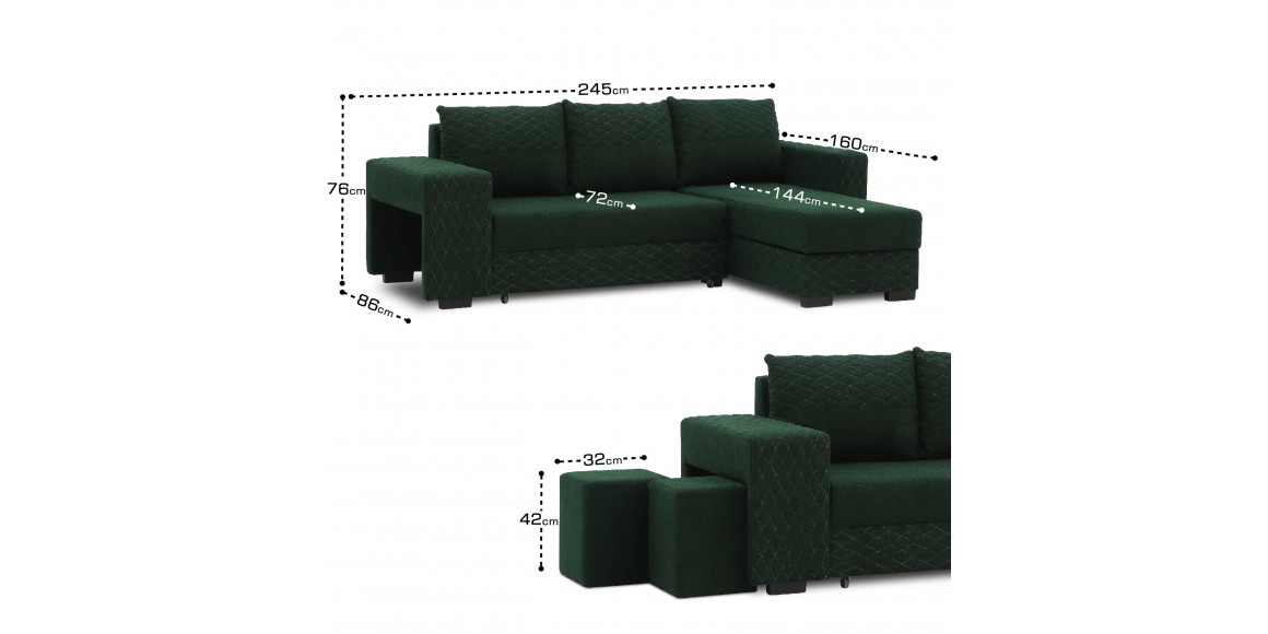 sofa HOBEL CORNER SONYA GREEN BONCUK 17/ GREEN BONCHUK 17 R G (5)