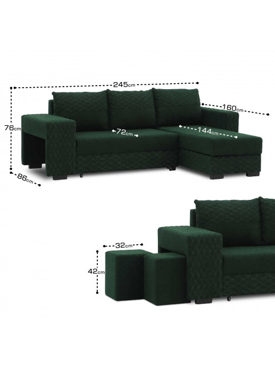sofa HOBEL CORNER SONYA GREEN BONCUK 17/ GREEN BONCHUK 17 R G (5)