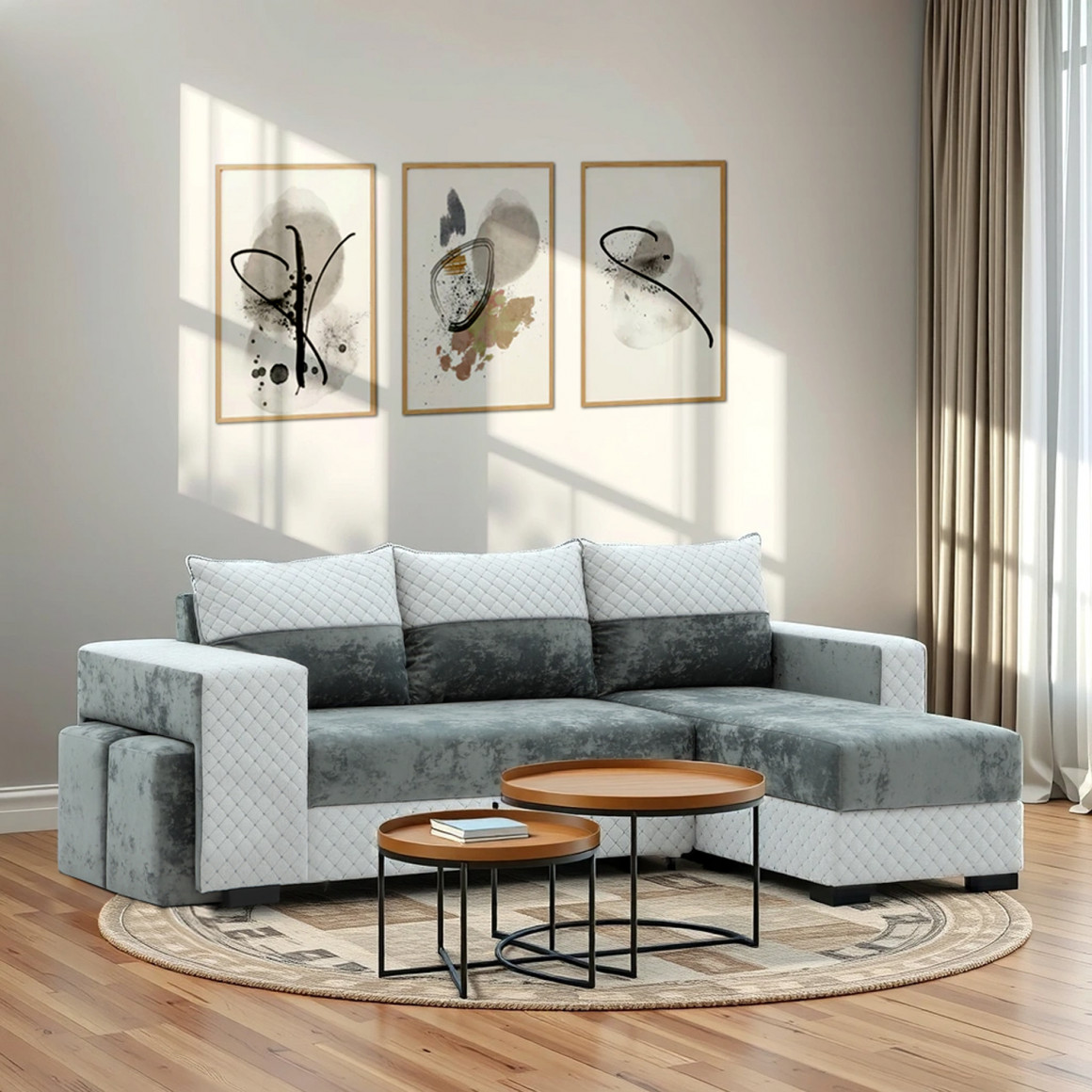 sofa HOBEL CORNER SONYA GREY MONACO 14/LIGHT GREY BONCHUK 19  R G (5)