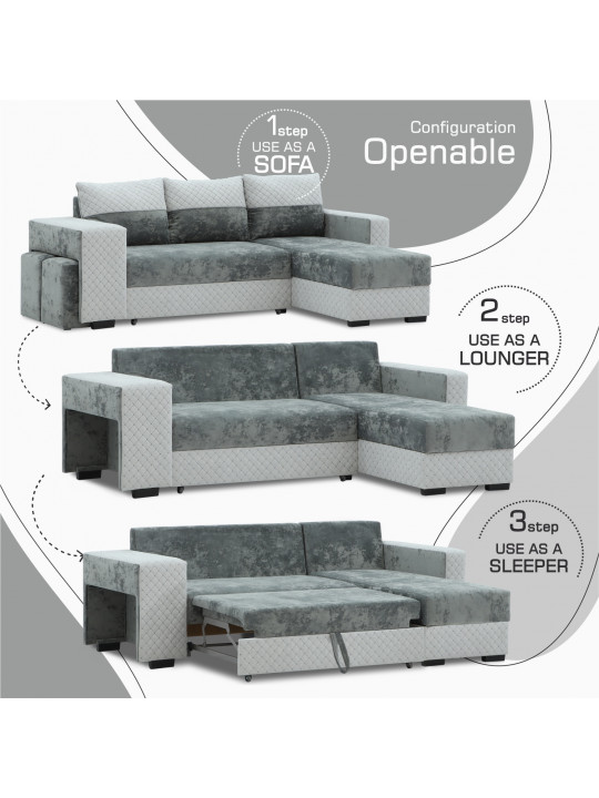 დივანი HOBEL CORNER SONYA GREY MONACO 14/LIGHT GREY BONCHUK 19  R G (5)