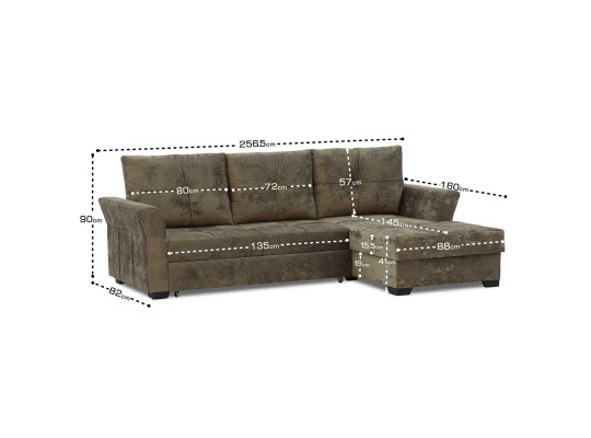 დივანი HOBEL CORNER TEXAS BROWN MONACO 5 R (5)