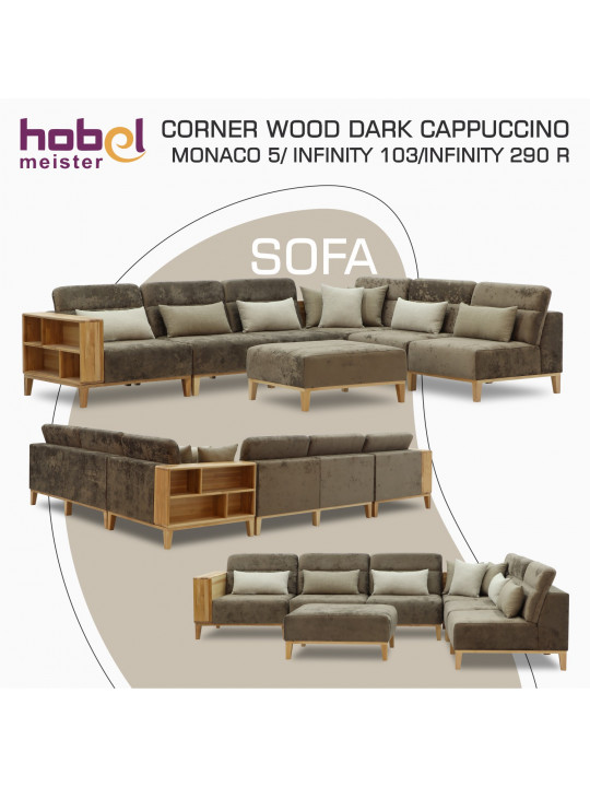 sofa HOBEL CORNER WOOD DARK CAPPUCCINO MONACO 5/ INFINITY 103/INFINITY 290 R(5)