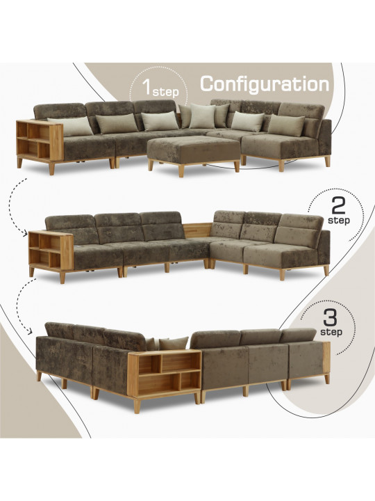 sofa HOBEL CORNER WOOD DARK CAPPUCCINO MONACO 5/ INFINITY 103/INFINITY 290 R(5)