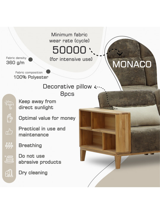 sofa HOBEL CORNER WOOD DARK CAPPUCCINO MONACO 5/ INFINITY 103/INFINITY 290 R(5)