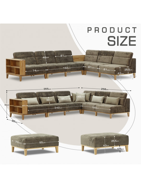 sofa HOBEL CORNER WOOD DARK CAPPUCCINO MONACO 5/ INFINITY 103/INFINITY 290 R(5)