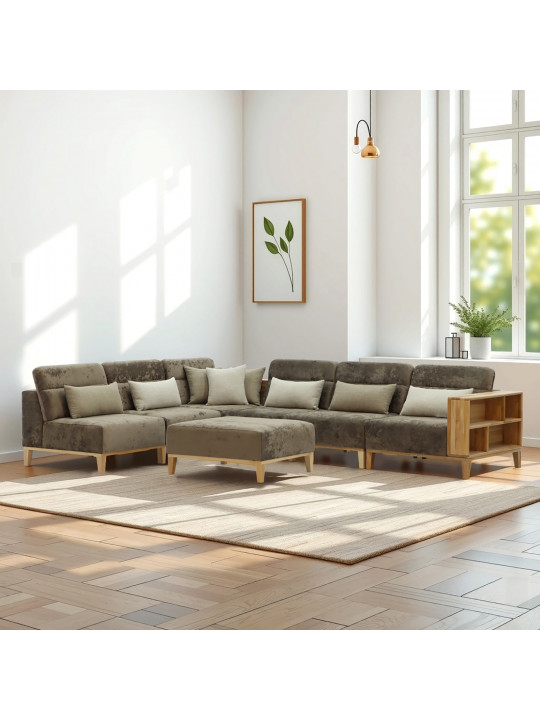 დივანი HOBEL CORNER WOOD DARK CAPPUCCINO MONACO 5/ INFINITY 103/INFINITY 290 L(5)