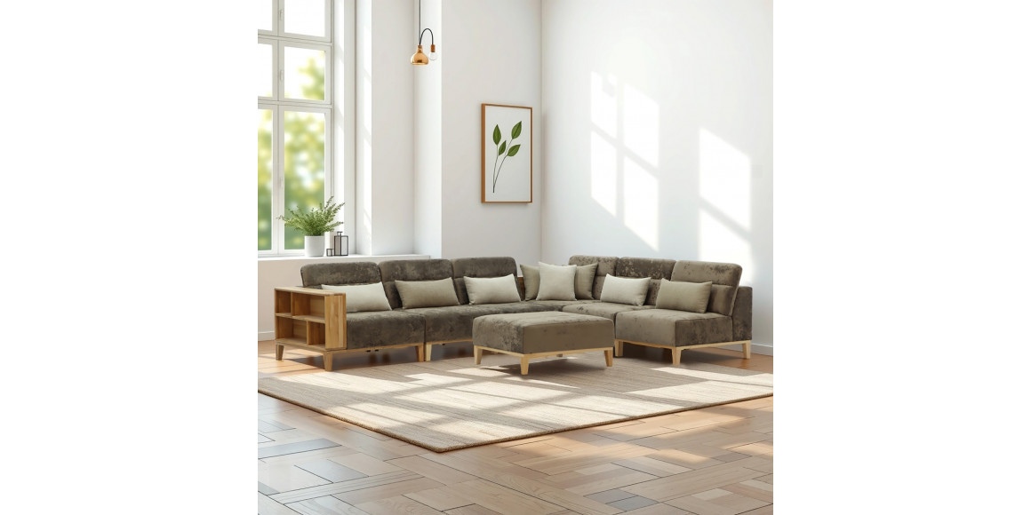 დივანი HOBEL CORNER WOOD DARK CAPPUCCINO MONACO 5/ INFINITY 103/INFINITY 290 R(5)
