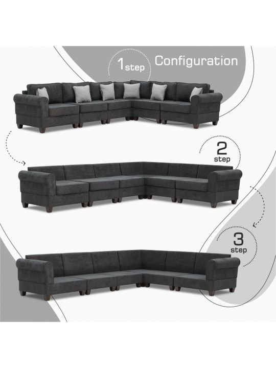 sofa HOBEL CORNER EVA DARK GREY BETTO 1078/ GREY FOREVER 900 (6)