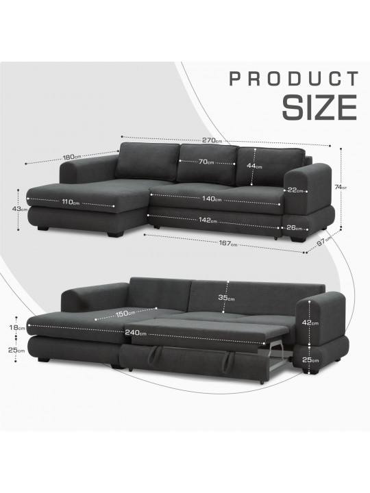 sofa HOBEL CORNER SIDNEY PLUS DARK GREY BUKLE 15 L (3)