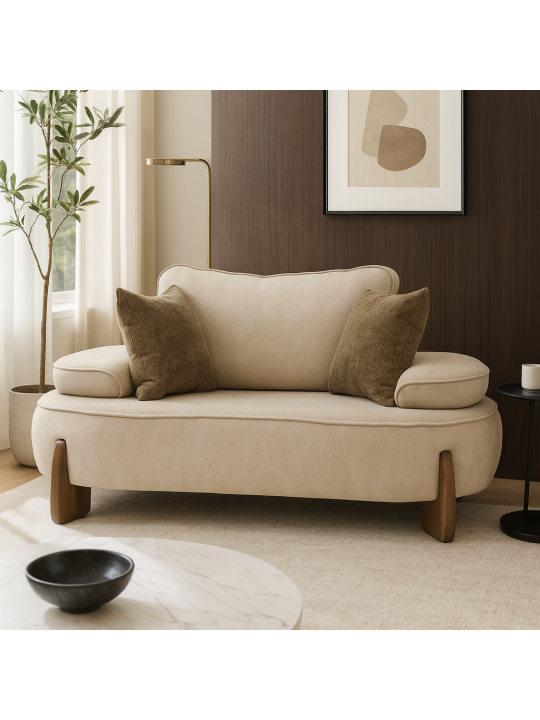სავარძელი HOBEL DANIA 1 STR CREAM BONCUK 4/ BROWN BEATTO 1012 (1)