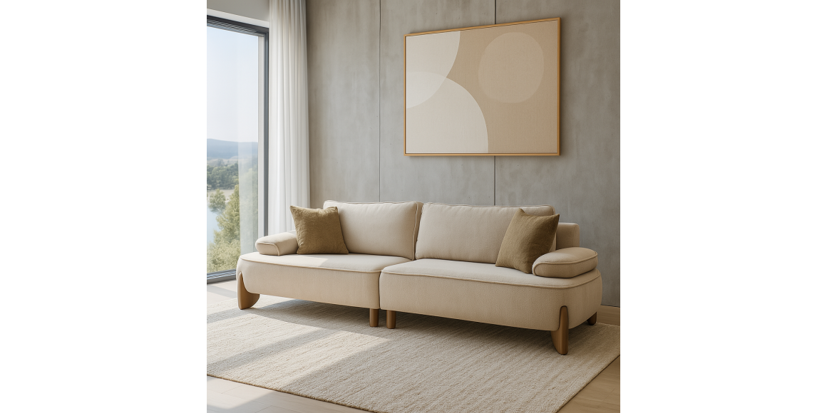 sofa HOBEL DANIA 2 STR CREAM BONCUK 4/ BROWN BEATTO 1012 (2)