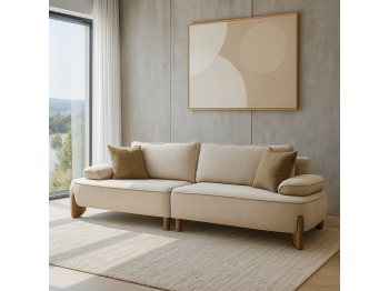 დივანი HOBEL DANIA 2 STR CREAM BONCUK 4/ BROWN BEATTO 1012 (2)