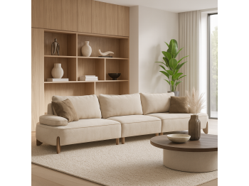 დივანი HOBEL DANIA 3 STR CREAM BONCUK 4/ BROWN BEATTO 1012 (3)