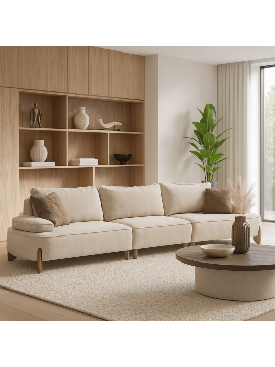 sofa HOBEL DANIA 3 STR CREAM BONCUK 4/ BROWN BEATTO 1012 (3)