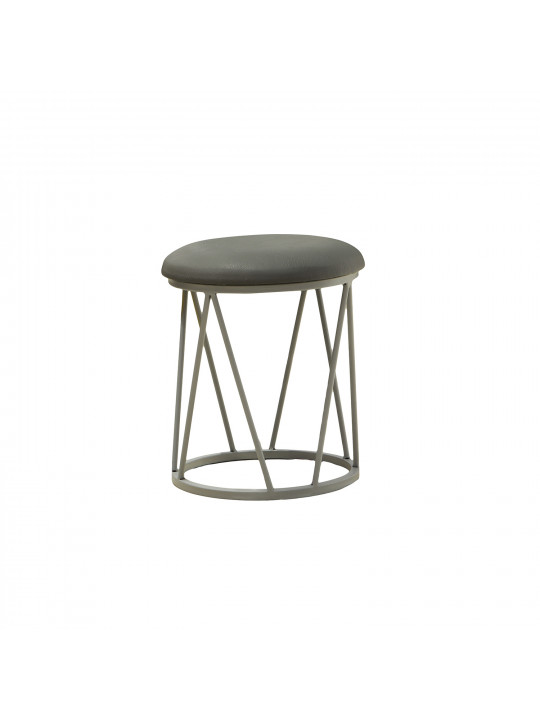 ტაბურეტი და პუფი HOBEL GLOW METAL GREY7035/LEATHER GREY (1)