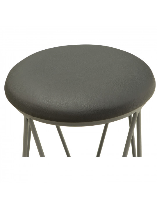 ტაბურეტი და პუფი HOBEL GLOW METAL GREY7035/LEATHER GREY (1)