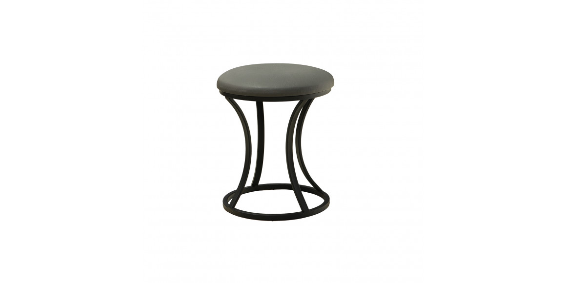 ტაბურეტი და პუფი HOBEL RING METAL BLACK/LEATHER GREY (1)