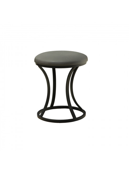 ტაბურეტი და პუფი HOBEL RING METAL BLACK/LEATHER GREY (1)