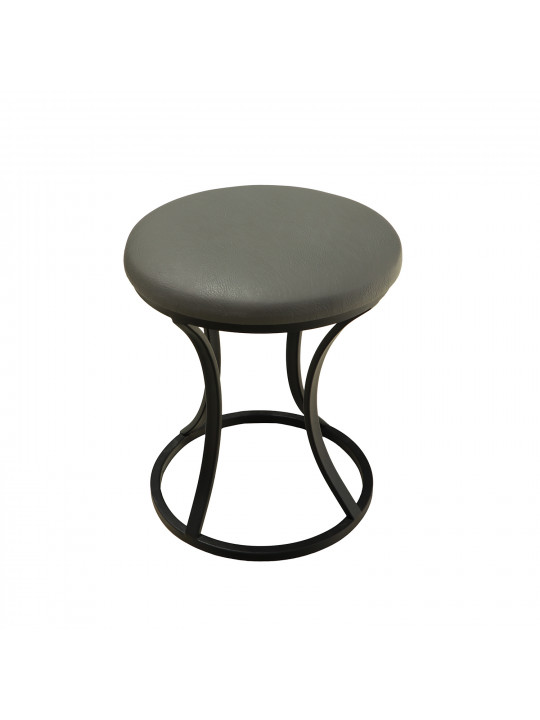 ტაბურეტი და პუფი HOBEL RING METAL BLACK/LEATHER GREY (1)