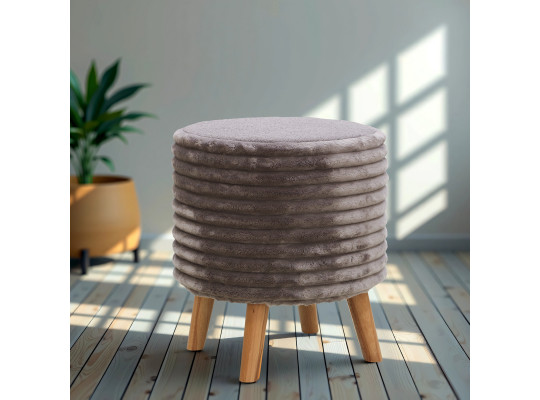 ტაბურეტი და პუფი HOBEL SONYA ROUND MEGA TAUPE/GREY BUK 7 (1)