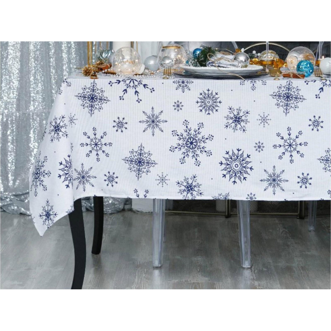 tablecloth SIMA-LAND BLUE SNOWFLAKES 250X149 cm
