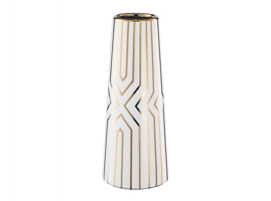 ვაზა MAGAMAX VASE ART DECO Д120 Ш120 В300 WHITE WITH GOLD