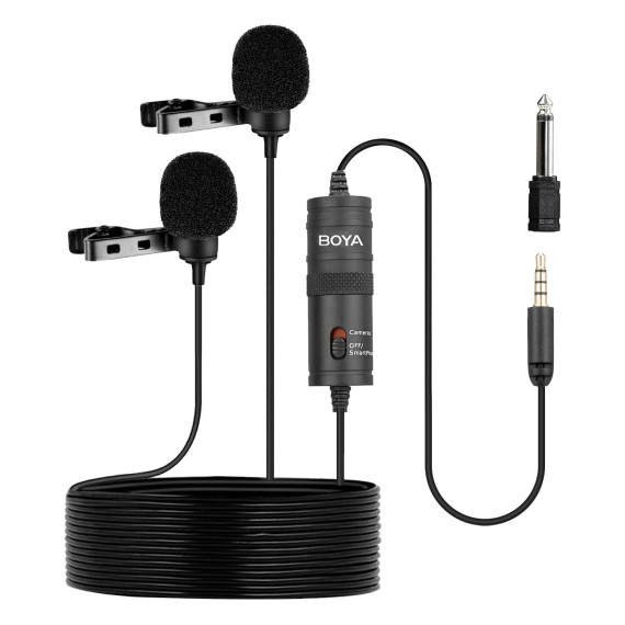 მიკროფონი BOYA BY-M1DM DUAL OMNI-DIRECTIONAL LAVALIER (BK)