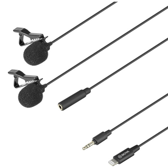 მიკროფონი BOYA BY-M2D DIGITAL DUAL LAVALIER FOR IOS DEVICES (BK)