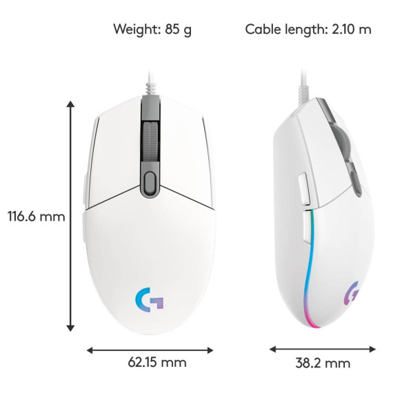 კომპიუტერული მაუსი LOGITECH G203 LIGHTSYNC L910-005796 GAMING (WH)
