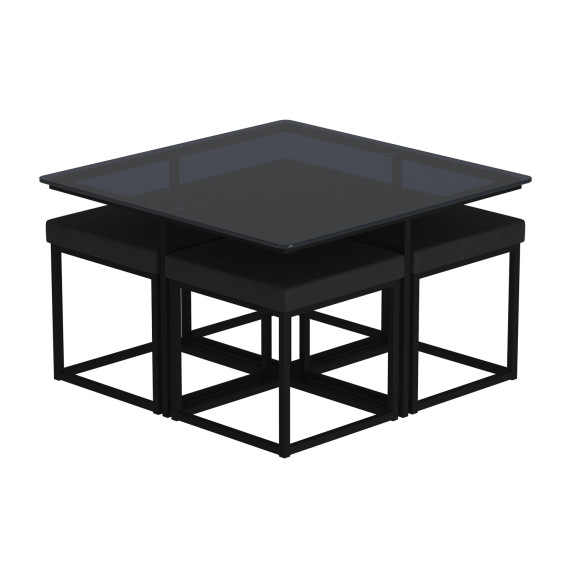 coffee table HOBEL WMX-CT-48 BLACK METAL/BLACK GLASS FM (3)