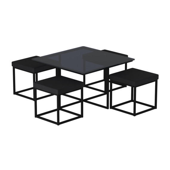 coffee table HOBEL WMX-CT-48 BLACK METAL/BLACK GLASS FM (3)