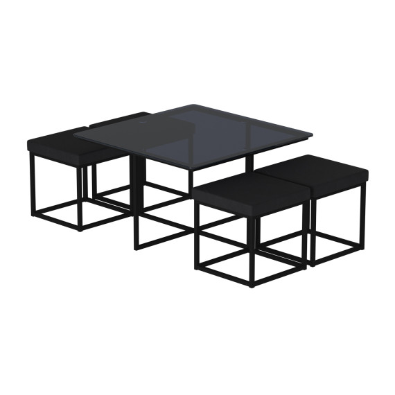 coffee table HOBEL WMX-CT-48 BLACK METAL/BLACK GLASS FM (3)