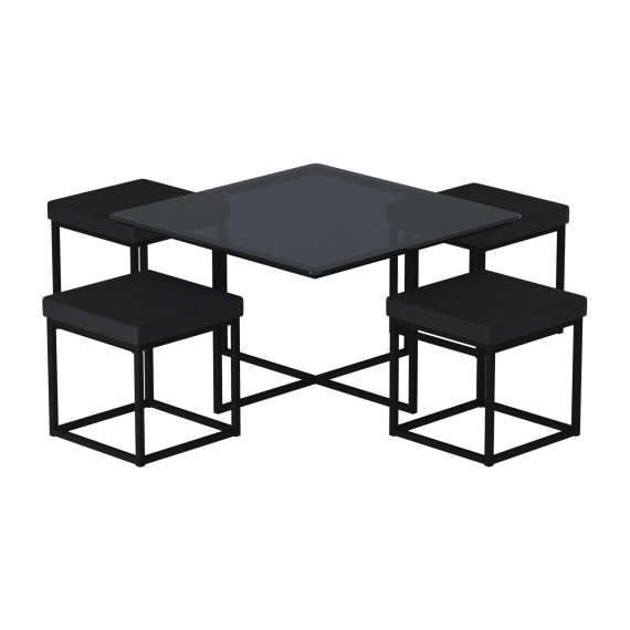 coffee table HOBEL WMX-CT-48 BLACK METAL/BLACK GLASS FM (3)