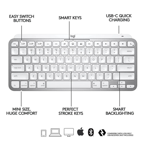 клавиатура LOGITECH MX KEYS MINI BLUETOOTH KEYBOARD (GY)