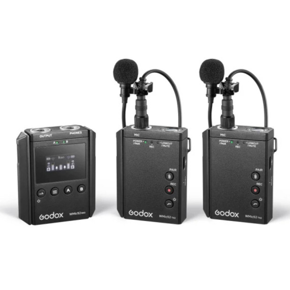 მიკროფონი GODOX UHF WIRELESS MICROPHONE SYSTEM WMICS2 KIT 2 (BK)